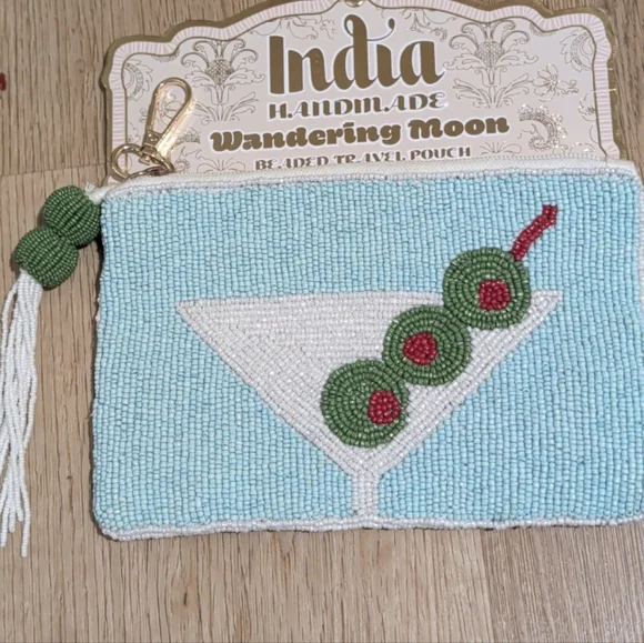 Wandering Moon Handmade In India Beaded Bag Lot: 6 Beaded Pouches & 1 Nag Charm - Picture 2 of 14